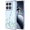 BORYA Cover per Xiaomi 14T Pro, Transparent Morbida Silicone TPU Bumper Custodia, Ultra Sottile Antiurto Setoso Semplice Elegante Pattern Case, Fiori bianchi