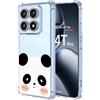 BORYA Cover per Xiaomi 14T Pro, Transparent Morbida Silicone TPU Bumper Custodia, Ultra Sottile Antiurto Setoso Semplice Elegante Pattern Case, Panda