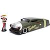 Jada Toys 253255005 DC Comics Bombshells 1951 Mercury, auto giocattolo di Die-cast, porte, bagagliaio e cofano apribile, con figura Harley Quinn in scala 1:24, nero/grigio