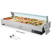 VEVOR Scaldavivande Commerciale, Scaldavivande Elettrico in Acciaio Inox da 1700 W con Coperchio in Vetro, Bagnomaria da Banco a 10 Teglie, con Mestoli per Zuppa e Forati, per Ristoranti