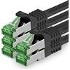 1aTTack.de Cat.7 Cavo di Rete 0,5m - Nero - 5 Pezzi - Ethernet LAN Cat.7 SFTP Spina RJ45 Cat6a 10 Gbit/s Compatibile con Cat5 Cat6 Cat6a Cat8 per Switch Router Modem Patchpanel
