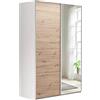 Composad | Armadio della Linea SYSTEMA, Armadio a 2 Ante Scorrevoli con Ante a Specchio, Camera da letto, (LxAxP) 150x223x67 cm, Colore Bianco e Rovere Oak Mielato, Made in Italy