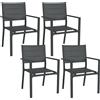 Outsunny Set di 4 sedie da giardino impilabili in alluminio e textilène con braccioli, set di 4 pezzi per esterno