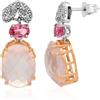 STANOPPI Orecchini in oro rosa e bianco con quarzo, tormalina e diamanti ct 0.04