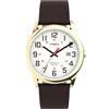 Timex TW2Y12700 Easy Reader, Orologio da uomo da 38 mm, con cinturino in pelle marrone, quadrante bianco e cassa dorata