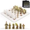 Radicaln Set di scacchi in marmo con scatola di immagazzinaggio 15 pollici Giochi da scacchiera antichi fatti a mano bianchi e verdi - Set di scacchi da torneo Giochi per 2 giocatori - 1 scacchiera e