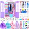 VLUSSO 92 Vestiti e Accessori per Bambole con Armadio per Bambole da 11,5 Pollici Kit di design di Moda per Bambola Ragazza Vestire tra cui Abit Top e Pantaloni Scarpe Borse Ragazze Regali Giocattolo