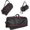 Vomgomfom 32 Borsa da viaggio pieghevole e morbida con ruote, borsa sportiva espandibile da 110L e 140L con borsa portaoggetti abbinata, Nero-rosso