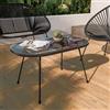 DEGHI Tavolino da giardino 90x50 cm in corda e metallo nero con top in vetro - Kalimba