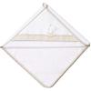 Filet - Accappatoio Triangolo per Neonati in Morbida Spugna di Cotone da Ricamare con Ricamo a Forma di Orsetto, Perfetto per il Bagnetto, Made in Italy, Color Bianco e Beige