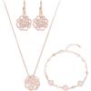 UNICRAFTALE Set di gioielli in cristallo con fiori di rosa, in ottone cubico, con zirconi e fiori, per San Valentino, festa della mamma, matrimonio, evento