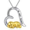 LONAGO Collana di Cane 925 Sterline D'argento Per Sempre Nel Mio Cuore Carino Cane Pendente Collana Gioielli per le Donne