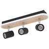 Eglo Lampada da soffitto a LED Rimbocchi, ovale, con 3 faretti, trave orientabile, in metallo nero ed effetto legno, colore luce: bianco caldo, lunghezza 34 cm