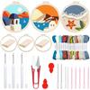 Woohome Kit per Ricamo con Ago da Punzonatura, Punch Needle Kit, Punch Needle Panno, Filato di Colore e Punch Needle Strumenti per Adulti, Principianti (Spiaggia, Rifugio, Tramonto)
