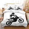 BNREDA Copripiumino Moto 135 x 200 cm,3D Set di Biancheria da Letto a Tema Moto,con 2 federe da 50 x 75 cm, per adulti e bambini (Motocross-b, 135 x 200 cm)