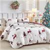 Tokokimo Set Natale Copripiumino Matrimoniale 240x220 cm, Copripiumino Matrimoniale 3 Pezzi in Microfibra Con Motivo a Natale, Comprendente 1 Copripiumino 240x220 + 2 Federe 50x80, Renna