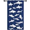 YONGFOTO 107x160cm Biologico nautico Tende con Tasca per Asta Blu navy Silhouette di squalo Filtraggio della luce Linguetta posteriore Tende Per cameretta dei ragazzi Vivaio