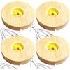 GOMETY Base luminosa LED in legno USB per vetro acrilico colore caldo supporto quadrato rotondo LED base display cristallo sfera vetro acrilico gioielli resina (rotondo 4P)