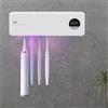 Longzhuo Sterilizzatore Spazzolini da Denti, Porta Spazzolino da Parete con Asciugatura e Disinfezione Sterilizzazione UV, Portaspazzolini da Bagno, Ricaricabile USB, display LED Intelligente(Bianco)