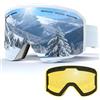 VCOROS Occhiali da Sci,YH359 Maschera da Sci OTG per Unisex Anti-UV400 Anti Nebbia Antipolvere Antivento Occhiali da Neve per Ski Ciclismo Moto Sport All'aria Aperta (04-REVO Pink/White(VLT 14%))