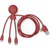 Xoopar - Mr Bio 1 m Cavo Multi USB 4 in 1 a forma di polpo rosso - Caricabatterie universale in plastica riciclata