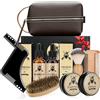 Exreizst Kit Barba per Uomo,Regalo Cura della barba Uomo Completo Professionale per Marito Papà -con2Olio per la crescita della barba, balsamo, pennello, pettine,sapone barba, custodia regalo uomo