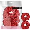 Basic Sense Set di 2 elastici per capelli, grandi dimensioni, in velluto, per chignon e coda di cavallo, per donne, ragazze e bambine, colore rosso
