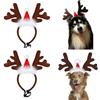 XineYuor 2PCS Fascia per Animali Domestici di Natale,Costume di Natale per Animali Domestici,Renna Cerchietto per Gatti Cani,Regolabile Animali Domestici Corna di Renne con Cappello di Natale