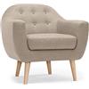 Menzzo qh8805beige Savoy - Poltrona scandinava in tessuto, 79 x 78 x 73 cm, colore: Beige