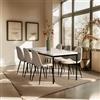FurnitureR Tavoli da salotto in finto marmo bianco, stile puré ed elegante, per 4-6 persone, piano in legno spesso con struttura in metallo, per cucina, sala da pranzo, soggiorno, 150 x 75 x 75 cm