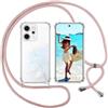 ISOI Cover con Cordino per Oppo Reno 14 5G, Custodia Trasparente con Collana Tracolla Laccio Collo Ultra Sottile Morbido TPU Silicone Antiurto AntiGraffio Case, Rosa