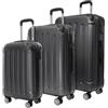 TRVLMORE Set Valigie Rigide - Valigia da Stiva - Set Valige - Valigia da Viaggio - Set Valigie Set Trolley - Set 3 Valigie - Tris Valigie - Nero