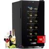 KLARSTEIN Cantinetta Vino Refrigerata a Zona Singola per Interno/Esterni, Cantina con Vetrina, Mini Bar con Protezione UV, Frigo Vino Touch, 11-18°C, 18 Bottiglie