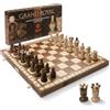 Wegiel Set da scacchi Grand Royal in legno per adulti e bambini - Set da scacchi di lusso da 45,7 cm, realizzato a mano in faggio e betulla di alta qualità - Design pieghevole unico con spazio di