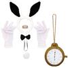 I LOVE FANCY DRESS LTD Set di accessori per costume da coniglietto per adulti, orecchie da coniglio bianche e nere, papillon nero, coda di coniglio, naso di coniglio, guanti, orologio gonfiabile, accessori per costume da
