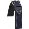 AIMVALUE Cinturino orologio in tela di vela della barca da 18mm 20mm 22mm blu scuro nero con cuciture bianche imbottito impermeabile resistente all'acqua subacqueo waterproof (18 mm, Blu cuciture bianche)