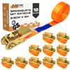 KODIAK STRAPS 4 Cinghie di Tensione 6m x 1000kg con Chiusura a Cricchetto - Cinghie a Cricchetto da 25mm - Arancione - per Bagagli e Trasporto - Certificato TÜV/GS e secondo la Norma DIN EN 12195-2 - KODIAK STRAPS
