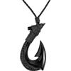 81stgeneration Collana Hei Matau in Corno Intagliato a Mano e Inciso | Collana con Ciondolo a Forma di Amo da Pesca | Collane Tribali da Uomo in Stile Maori | Collana da Surfista