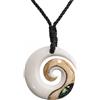 81stgeneration Ciondolo in Vero Osso Koru Intagliato a Mano con Vera Conchiglia di Abalone | Collana Hawaii con Cordino Nero | Gioielli in Stile Maori