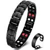 Vicmag Bracciale magnetico da uomo in acciaio al titanio, doppia fila, magneti ultra spessi con strumento di regolazione e confezione regalo (nero, 4 elementi)