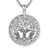 Aniu Vichinga Collana per Uomo Donna in Argento Sterling 925, Ciondolo Vichingo | Martello di Thor | Albero della Vita Yggdrasil Gioielli Vichinghi Uomo