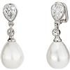 Traveller Orecchini a clip - Pendenti - Perla di goccia bianco - Cristallo - placcati platino - 110680