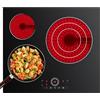 CDV Piano Cottura Vetroceramica 5600W, Piano Cottura Elettrico 3 Fuochi Incasso, 59CM, 9 Livelli, Timer, Pour tous Types de Casseroles