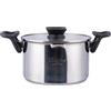 GALILEO Casseruola 22 cm in Acciaio Inox con 2 beccucci, Coperchio in Vetro temperato con filtri per fuoriuscita dei liquidi, Pastarola