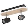 Eglo Lampada da soffitto a LED Rimbocchi, ovale, con 2 faretti, trave orientabile, in metallo nero ed effetto legno, colore luce: bianco caldo, lunghezza 34 cm