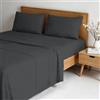 Italian Bed Linen Completo letto WATER WASHED Matrimoniale in Microfibra, Set Lenzuola Letto Matrimoniale 4 pezzi Lenzuolo Sotto con Angoli 170x200, Lenzuolo Sopra 240x270, Coppia federe - GRIGIO SCURO