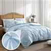 Swift Home Set di biancheria da letto matrimoniale XL in chambray blu gessato - Set di biancheria da letto classico con nervature, 2 pezzi, 1 piumino e 1 federa per cuscino