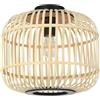 Eglo Hanoi - Lampada da soffitto boho, soggiorno in acciaio di colore nero, legno naturale, attacco E27, diametro 45 cm