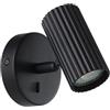 Eglo Portillo - Lampada da parete per interni, faretto orientabile camera letto, lettura in metallo colore nero, con attacco GU10