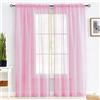MYSTIC-HOME Tende Trasparenti Rosa Lunghe 84 Pollici, Tende Trasparenti con Tasca per Stelo, 2 Pannelli, 52x84, trattamenti per finestre in Voile Semi Piegato per Cortile, Salotto